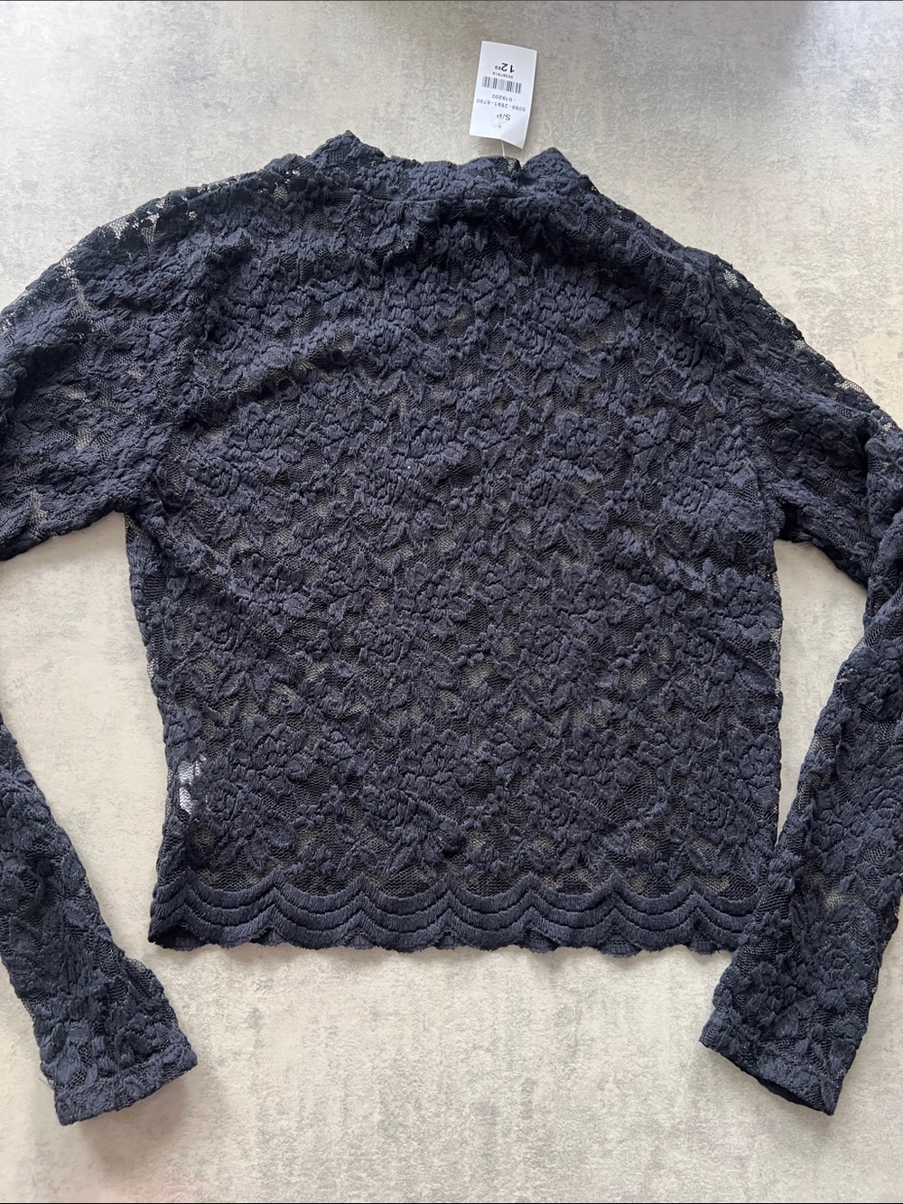 Black Lace Long-Sleeve Mock Neck Top